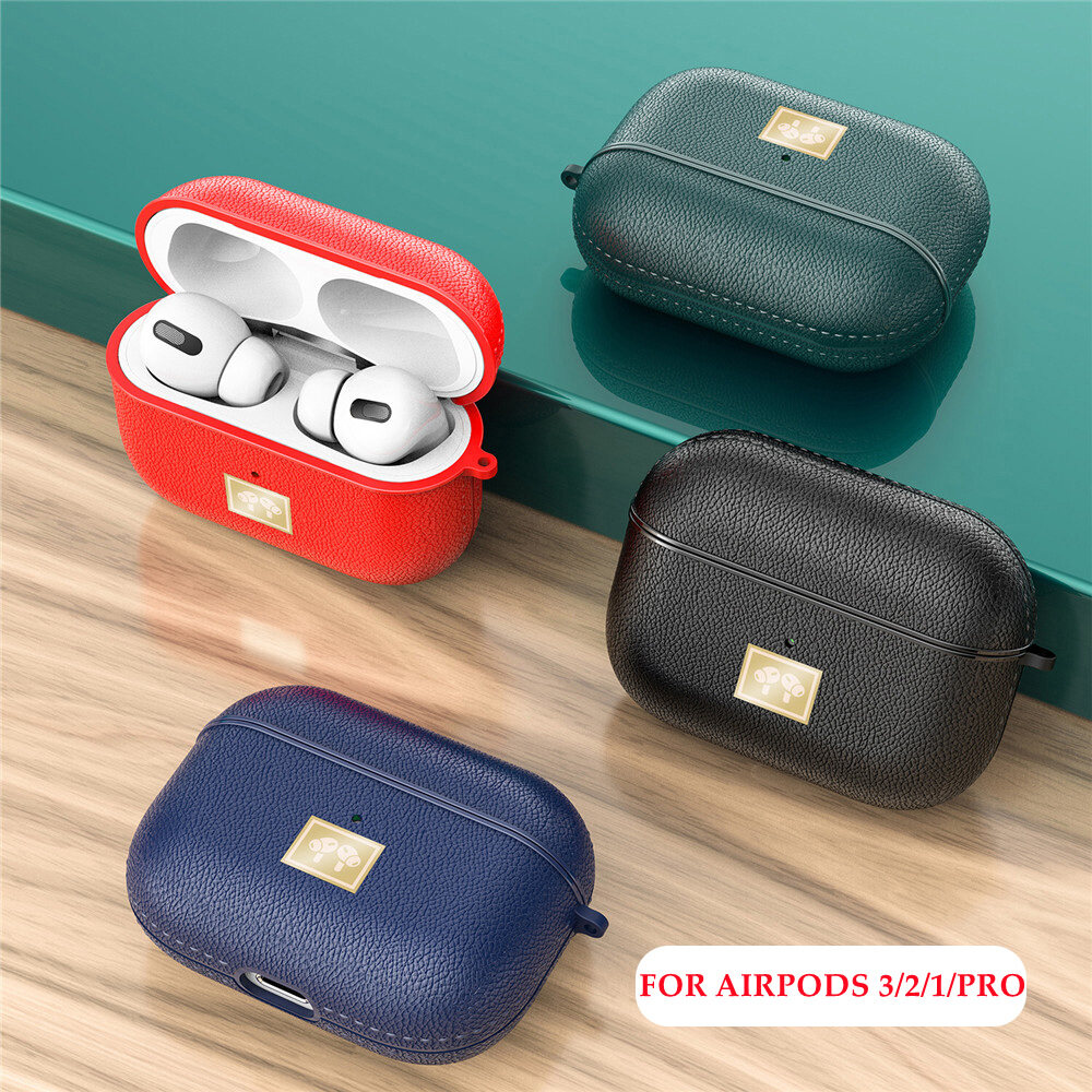 Luxury Lychee Pattern Leather Case For AirPods Pro Bluetooth Wireless Earphone Cover For AirPods 3/2/1 Charging Box Cases